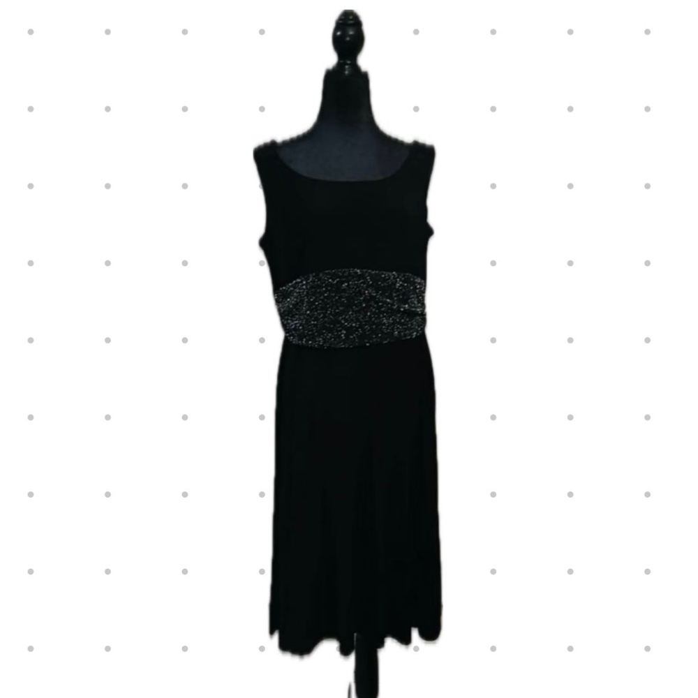 Elegant Black Sleeveless Dress polyester fabric
